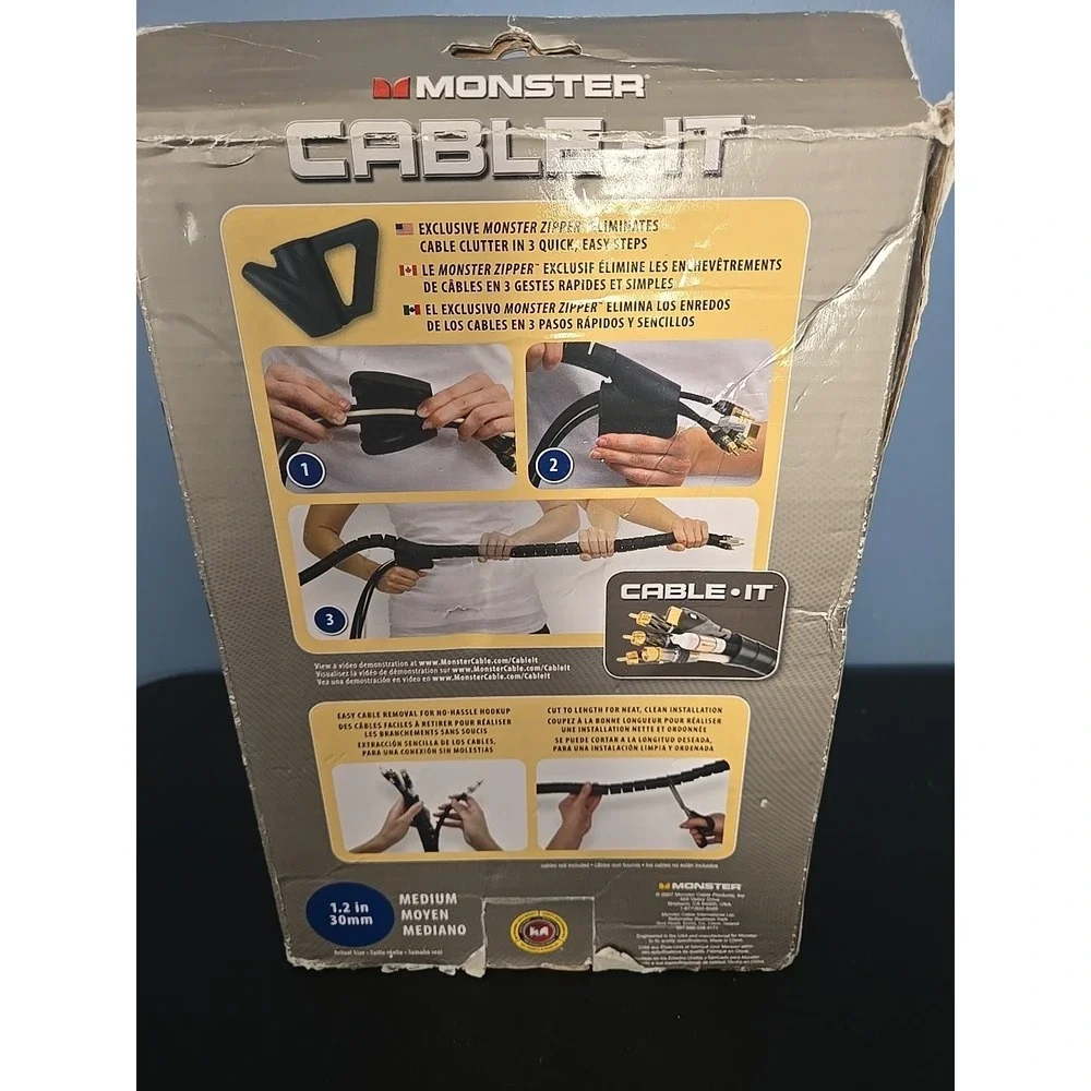 NEW‎ Monster Cable 129703-00 8-Ft Cable-it CIT MBK-8 Black Cable Management Kit
